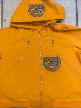 Bright Orange Zip Hoodie with 'YO OCK' Patch
